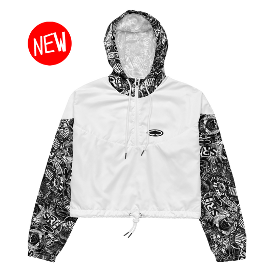 Women's Blasted Cropped Windbreaker (White)